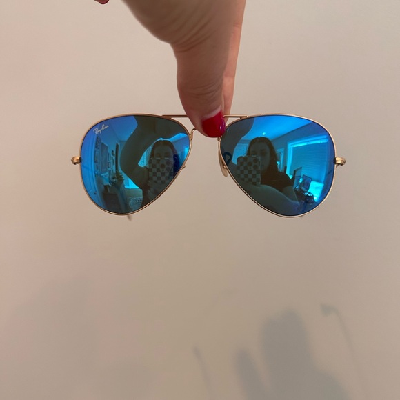 Ray-Ban Aviator Flash Lenses Sunglasses - BLUE - Picture 2 of 12